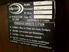 plaque constructeur Elipson Symphonie 1804