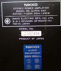 infos constructeur Nikko alpha440